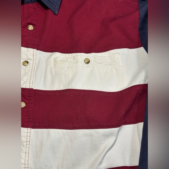 Wrangler Men’s American Flag Brushpopper Shirt Size Large Pearl Snap Cotton - Picture 4 of 9